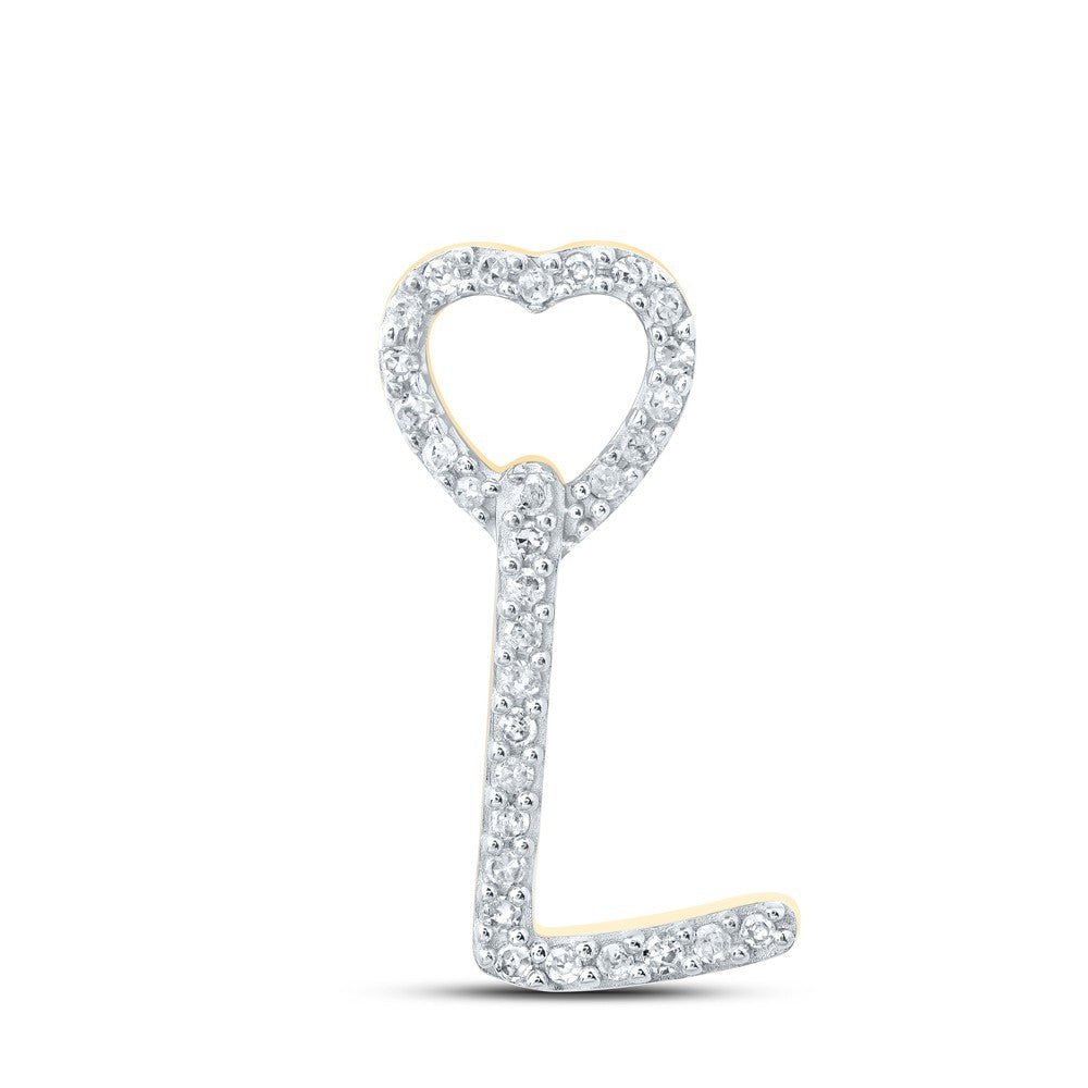 10k Yellow Gold 0.1CTW Natural Diamond Initial "L" Charm 0.74g Alphabet Pendant - Elite Jewelers - Charms & Pendants