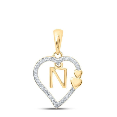 10k Yellow Gold 0.1CTW Natural Diamond Initial "N" Charm 1.28g Alphabet Pendant - Elite Jewelers - Charms & Pendants