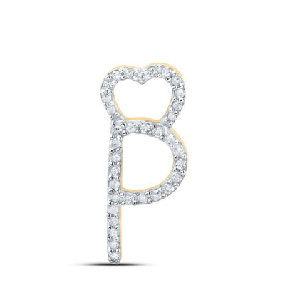 10k Yellow Gold 0.1CTW Natural Diamond Initial "P" Charm 0.68g Alphabet Pendant - Elite Jewelers - Charms & Pendants