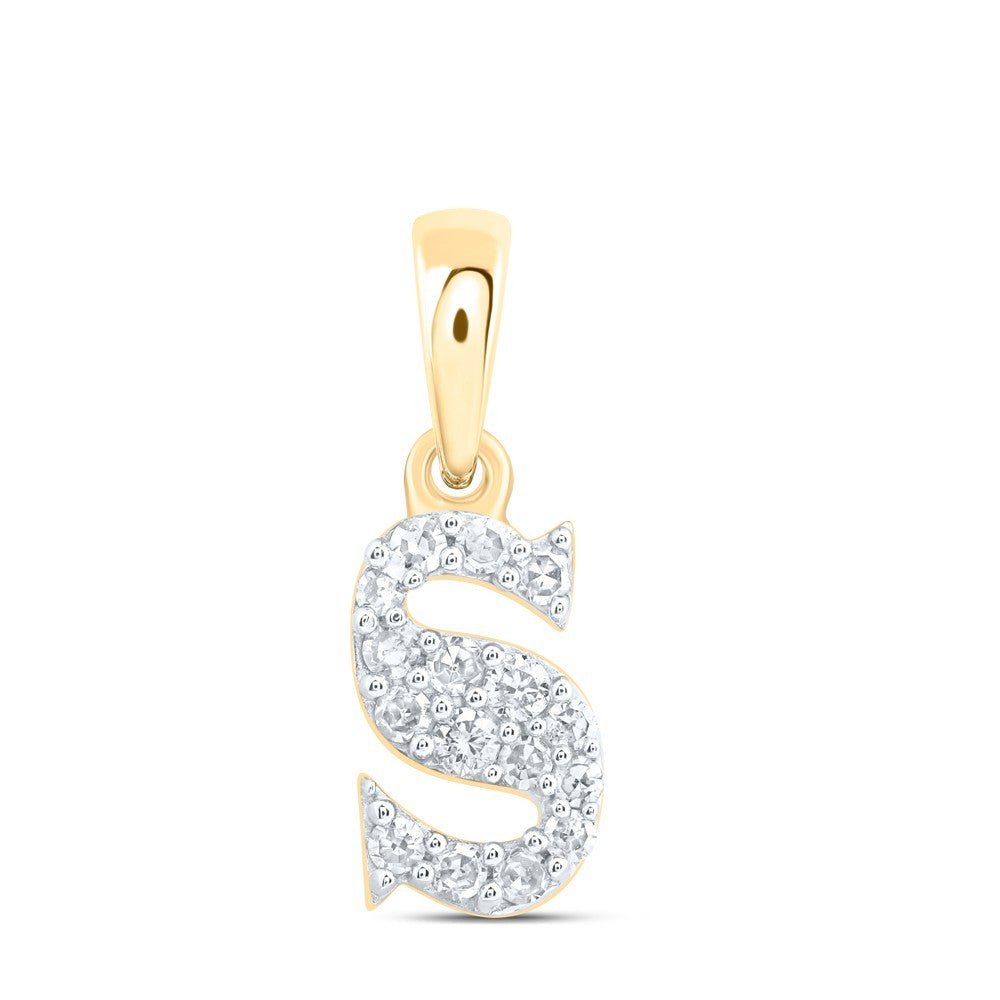 10k Yellow Gold 0.1CTW Natural Diamond Initial "S" Charm 0.38g Alphabet Pendant - Elite Jewelers - Charms & Pendants