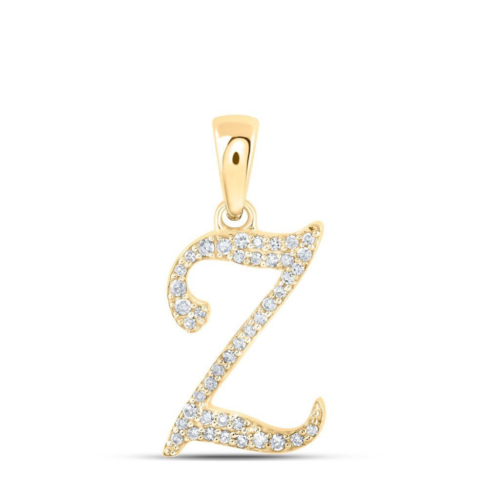 10k Yellow Gold 0.1CTW Natural Diamond Initial "Z" Charm 0.8g Alphabet Pendant - Elite Jewelers - Charms & Pendants