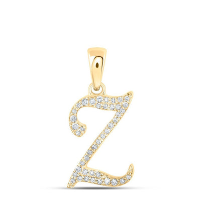 10k Yellow Gold 0.1CTW Natural Diamond Initial "Z" Charm 0.8g Alphabet Pendant - Elite Jewelers - Charms & Pendants