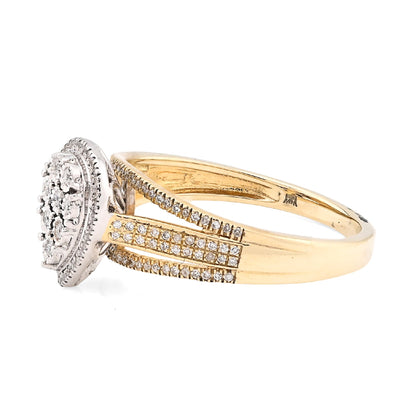 10K Yellow Gold 0.20CT Natural Diamond Teardrop Shape Illusion Women Ring - Elite Jewelers - Rings