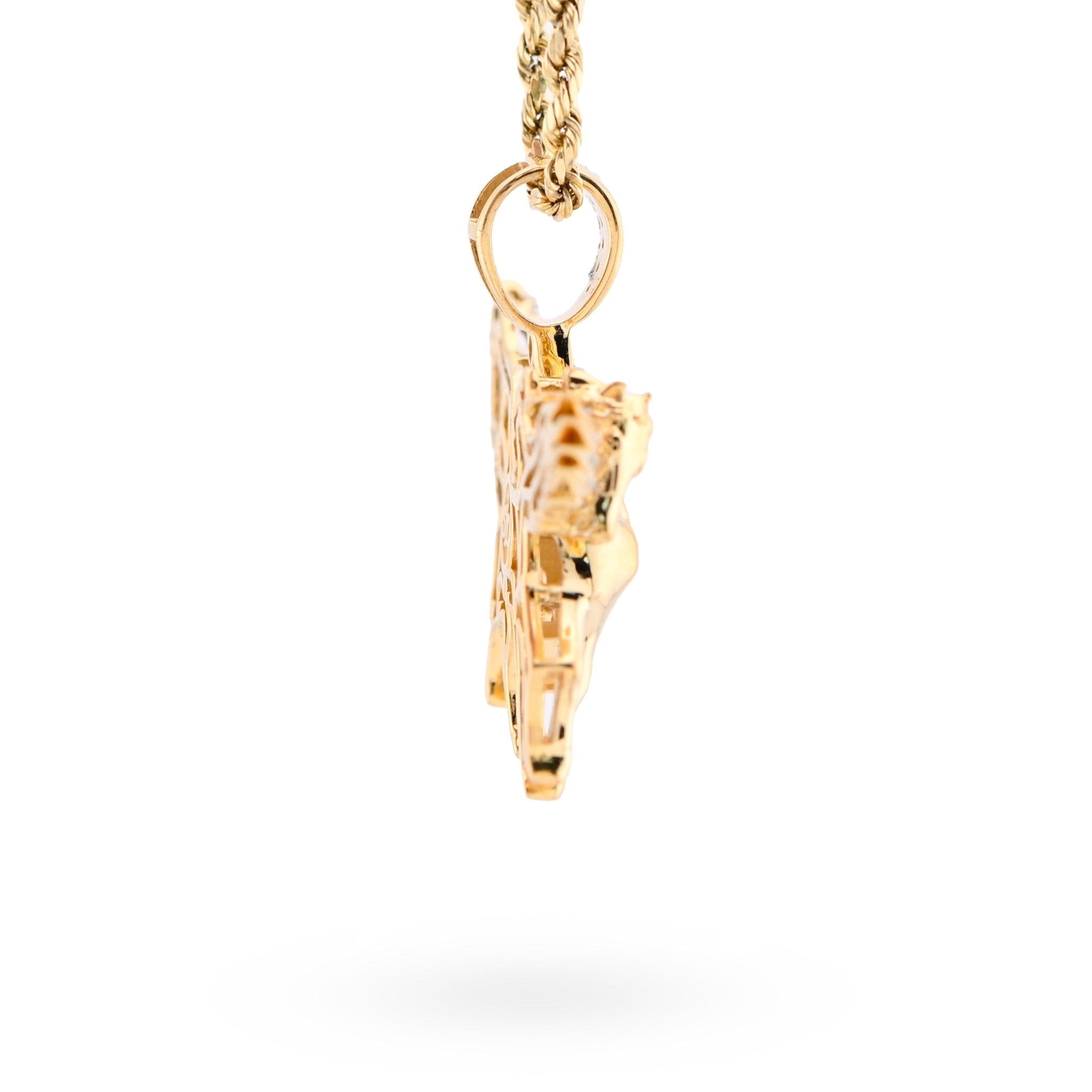10K Yellow Gold 0.20CT natural Diamond Unicorn Horse Wing Men Women Pendant Charm - Elite Jewelers - Charms & Pendants