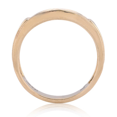 10K Yellow Gold 0.21CT Three Row Centre Men Band Natural Diamond Ring - Elite Jewelers - Rings