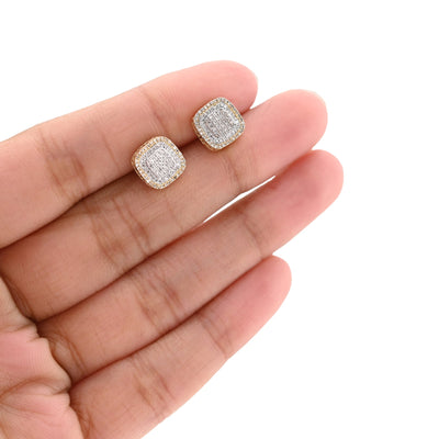 10K Yellow Gold 0.22CT Natural Diamond Square Shape Men Women Stud Earrings - Elite Jewelers - Earrings