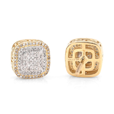 10K Yellow Gold 0.22CT Natural Diamond Square Shape Men Women Stud Earrings - Elite Jewelers - Earrings