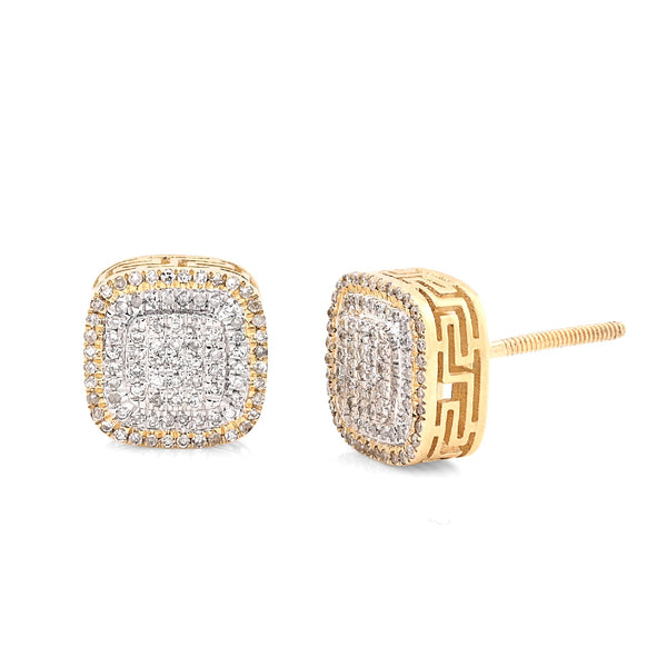 10K Yellow Gold 0.22CT Natural Diamond Square Shape Men Women Stud Earrings - Elite Jewelers - Earrings