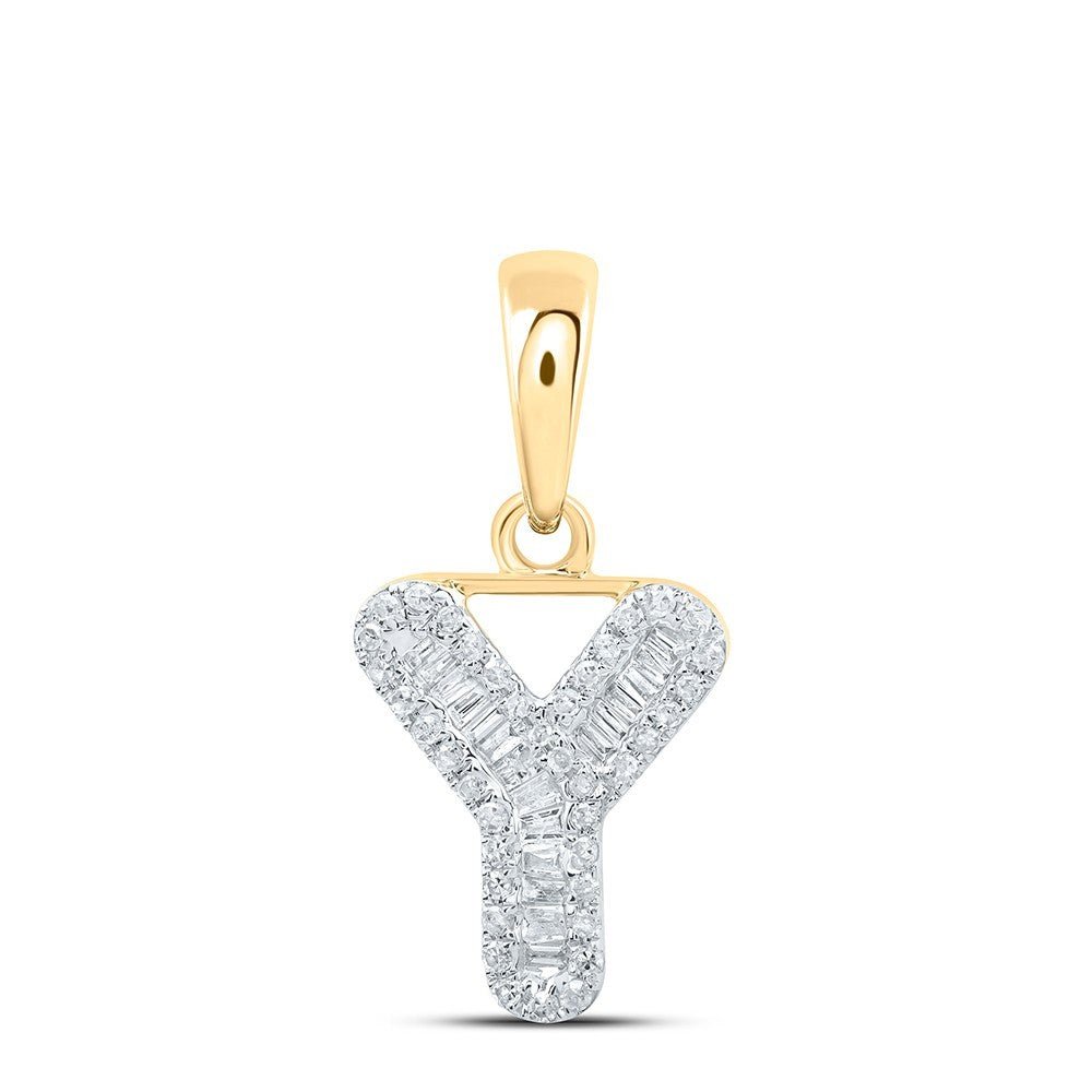 10k Yellow Gold 0.22CTW Natural Diamond Initial "Y" Charm 0.88g Letter Pendant - Elite Jewelers - Charms & Pendants