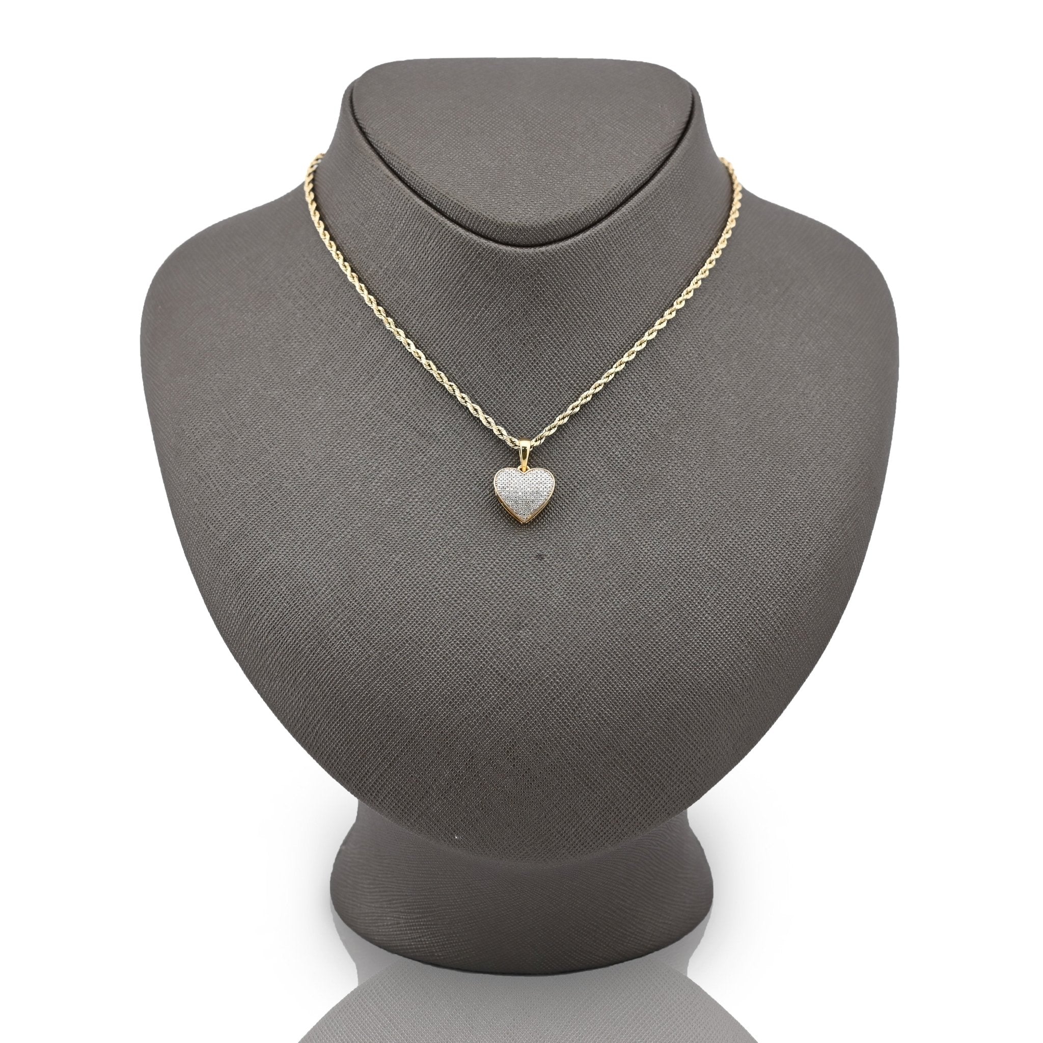 10K Yellow Gold 0.24CT Natural Diamond 19.5M Heart Pendant 1.9g Women Charm - Elite Jewelers - Charms & Pendants