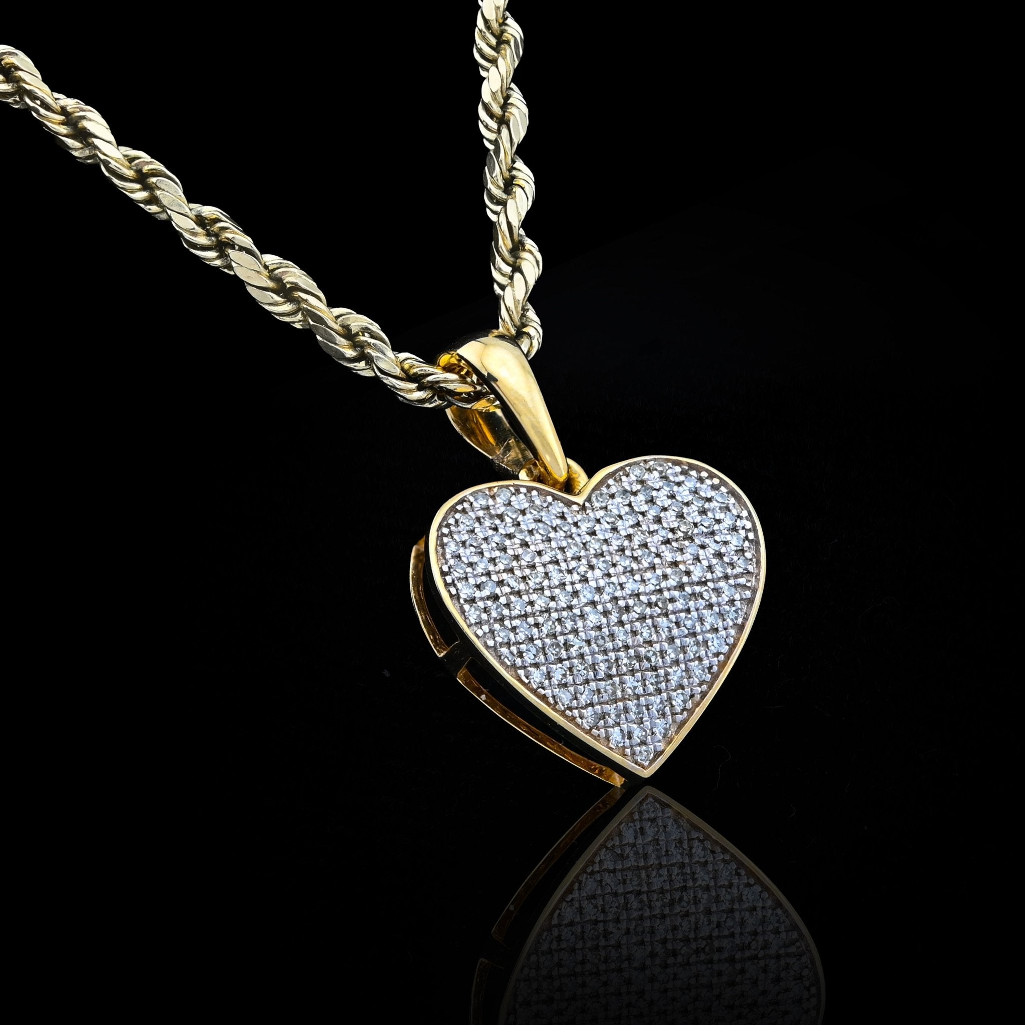 10K Yellow Gold 0.24CT Natural Diamond 19.5M Heart Pendant 1.9g Women Charm - Elite Jewelers - Charms & Pendants
