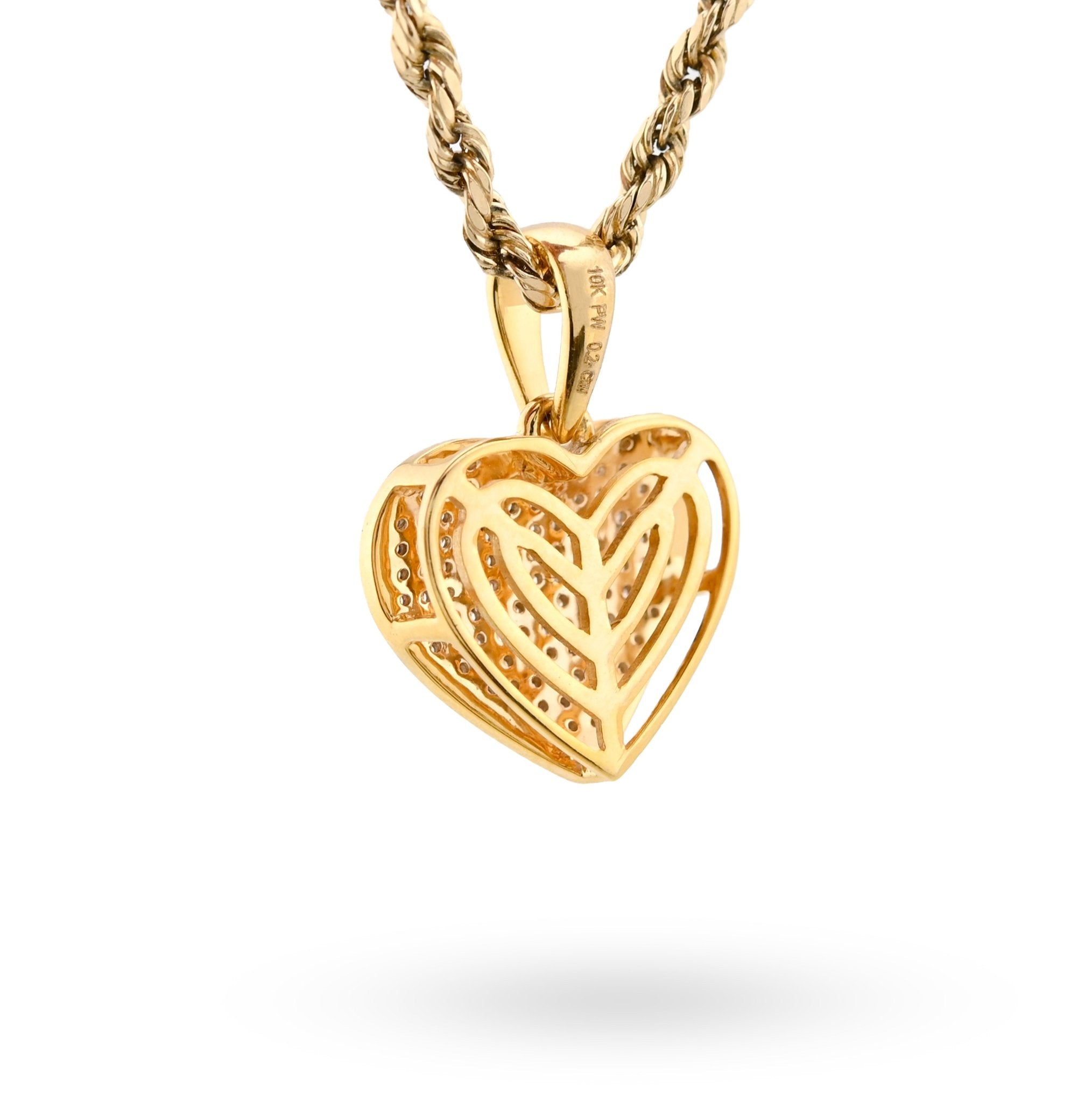 10K Yellow Gold 0.24CT Natural Diamond 19.5M Heart Pendant 1.9g Women Charm - Elite Jewelers - Charms & Pendants