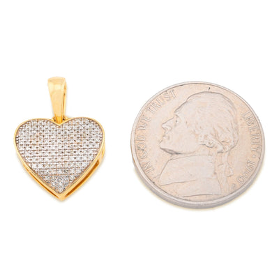 10K Yellow Gold 0.24CT Natural Diamond 19.5M Heart Pendant 1.9g Women Charm - Elite Jewelers - Charms & Pendants