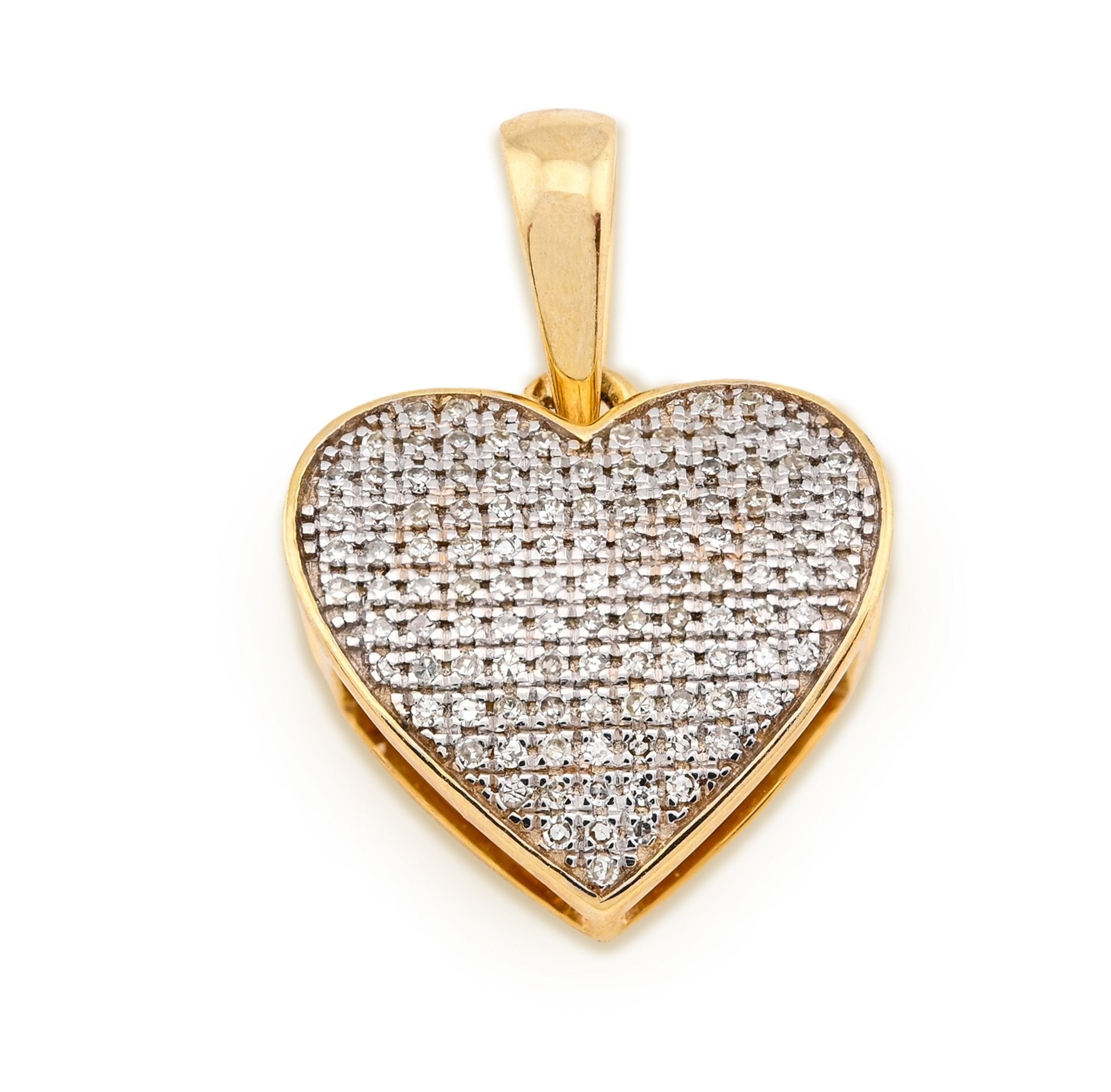 10K Yellow Gold 0.24CT Natural Diamond 19.5M Heart Pendant 1.9g Women Charm - Elite Jewelers - Charms & Pendants