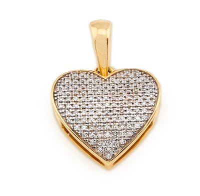 10K Yellow Gold 0.24CT Natural Diamond 19.5M Heart Pendant 1.9g Women Charm - Elite Jewelers - Charms & Pendants