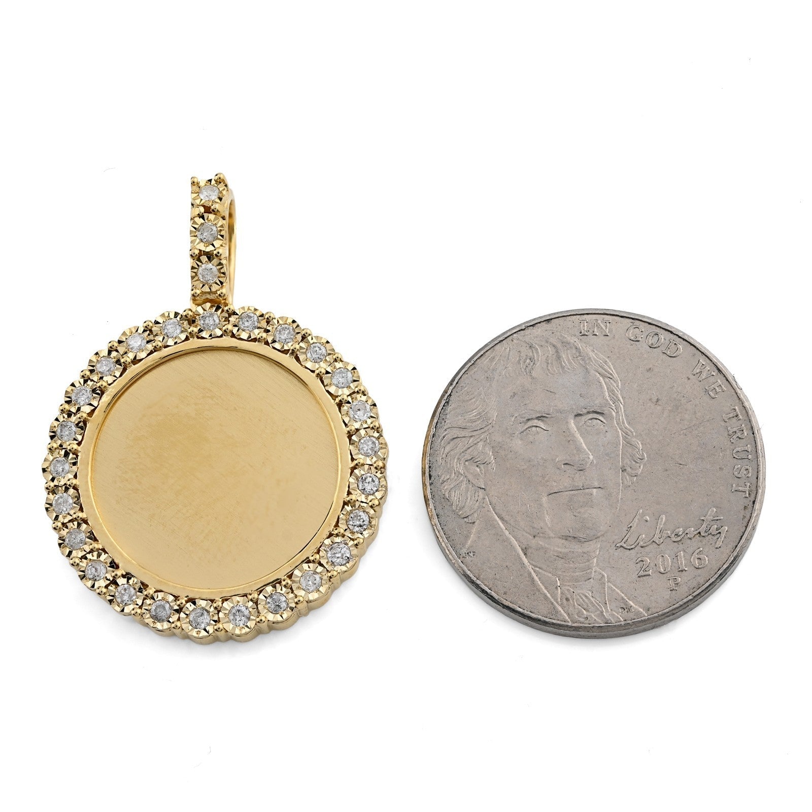 10k Yellow Gold 0.24CT Natural Diamond Round Medallion Memory Pendant 3.8g Charm - Elite Jewelers - Charms & Pendants