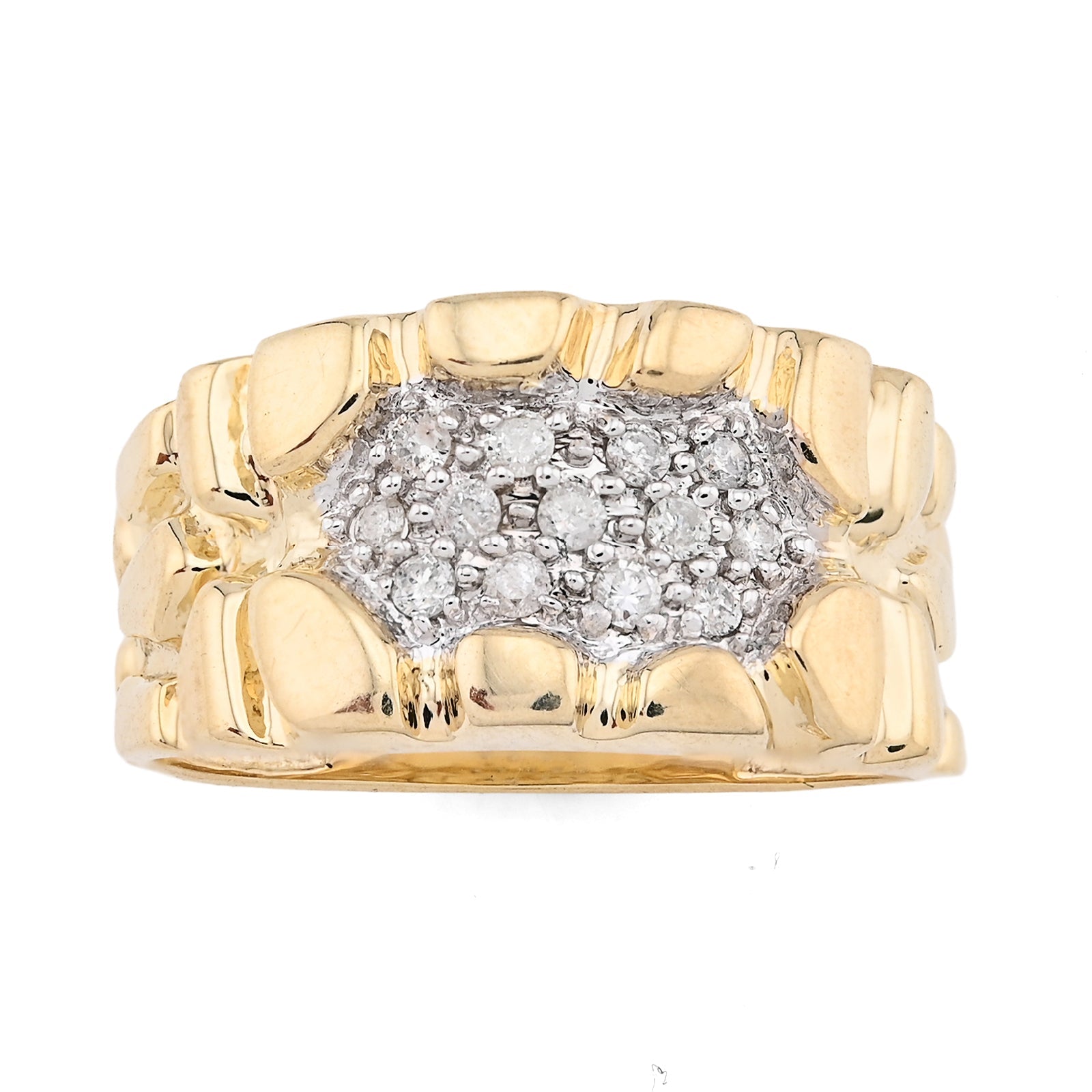 10K Yellow Gold 0.25CT Centre Natural Diamond Men Nugget Ring - Elite Jewelers - Rings