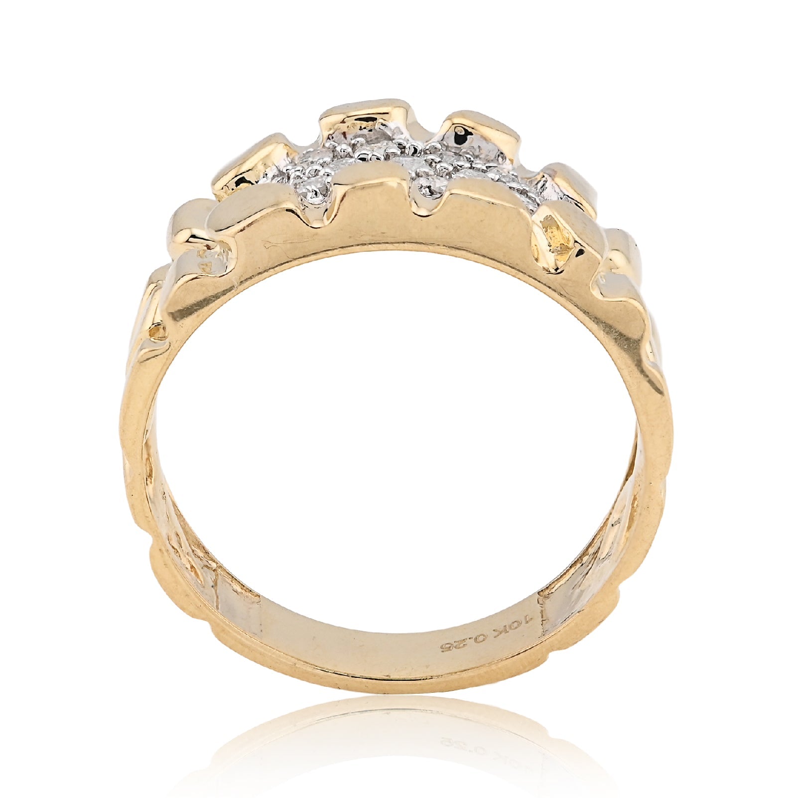 10K Yellow Gold 0.25CT Centre Natural Diamond Men Nugget Ring - Elite Jewelers - Rings