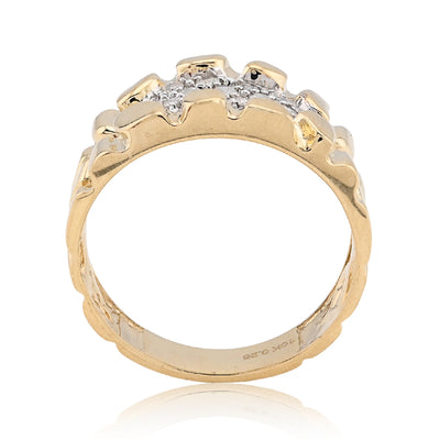 10K Yellow Gold 0.25CT Centre Natural Diamond Men Nugget Ring - Elite Jewelers - Rings