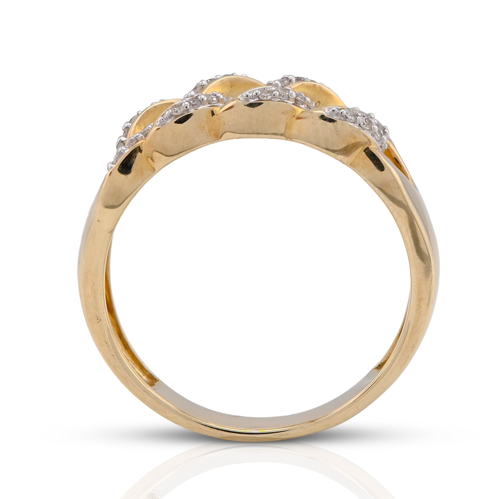 10K Yellow Gold 0.25CT Natural Diamond Cuban Link Men Pinky Ring - Elite Jewelers - Rings