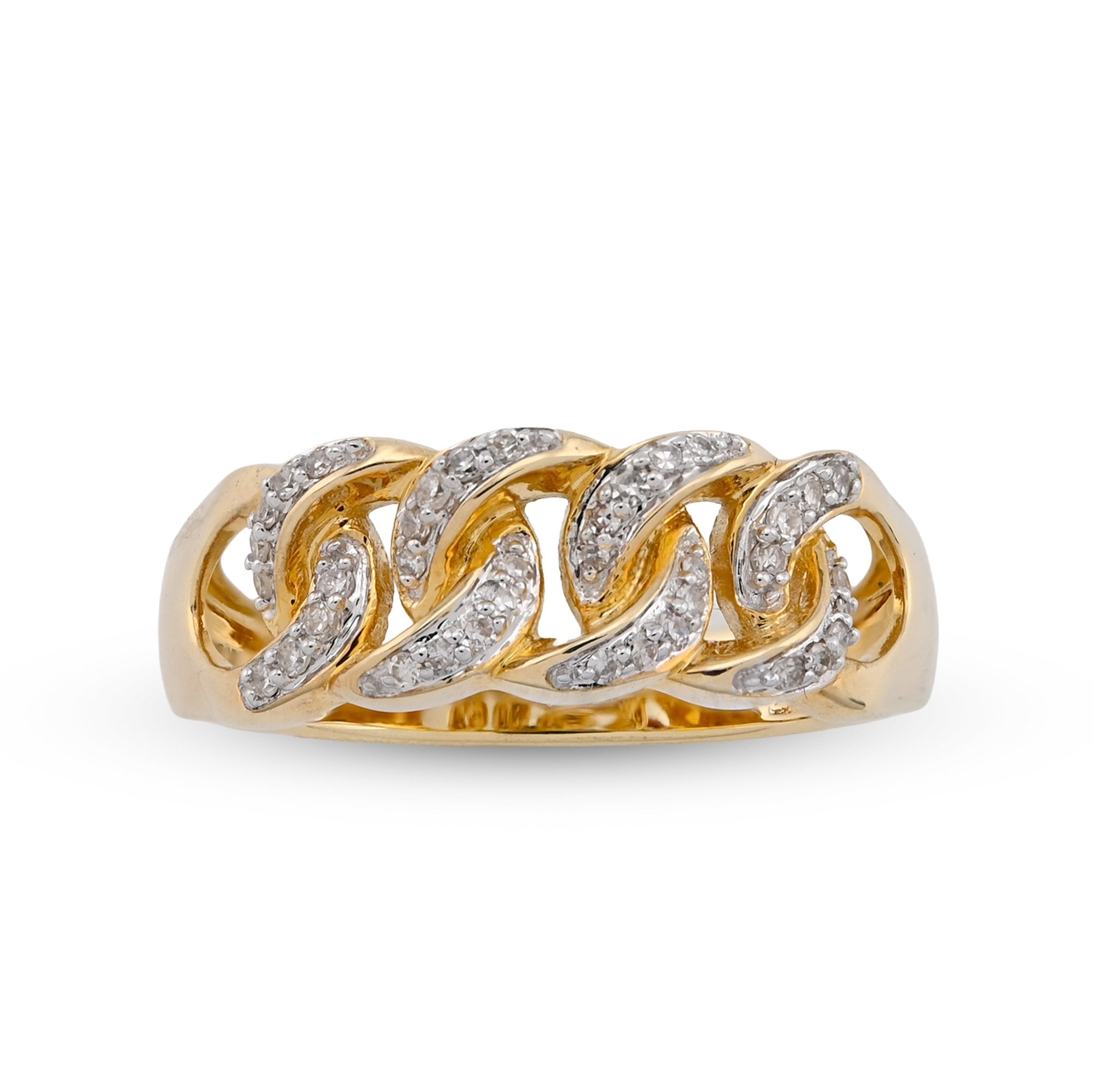 10K Yellow Gold 0.25CT Natural Diamond Cuban Link Men Pinky Ring - Elite Jewelers - Rings