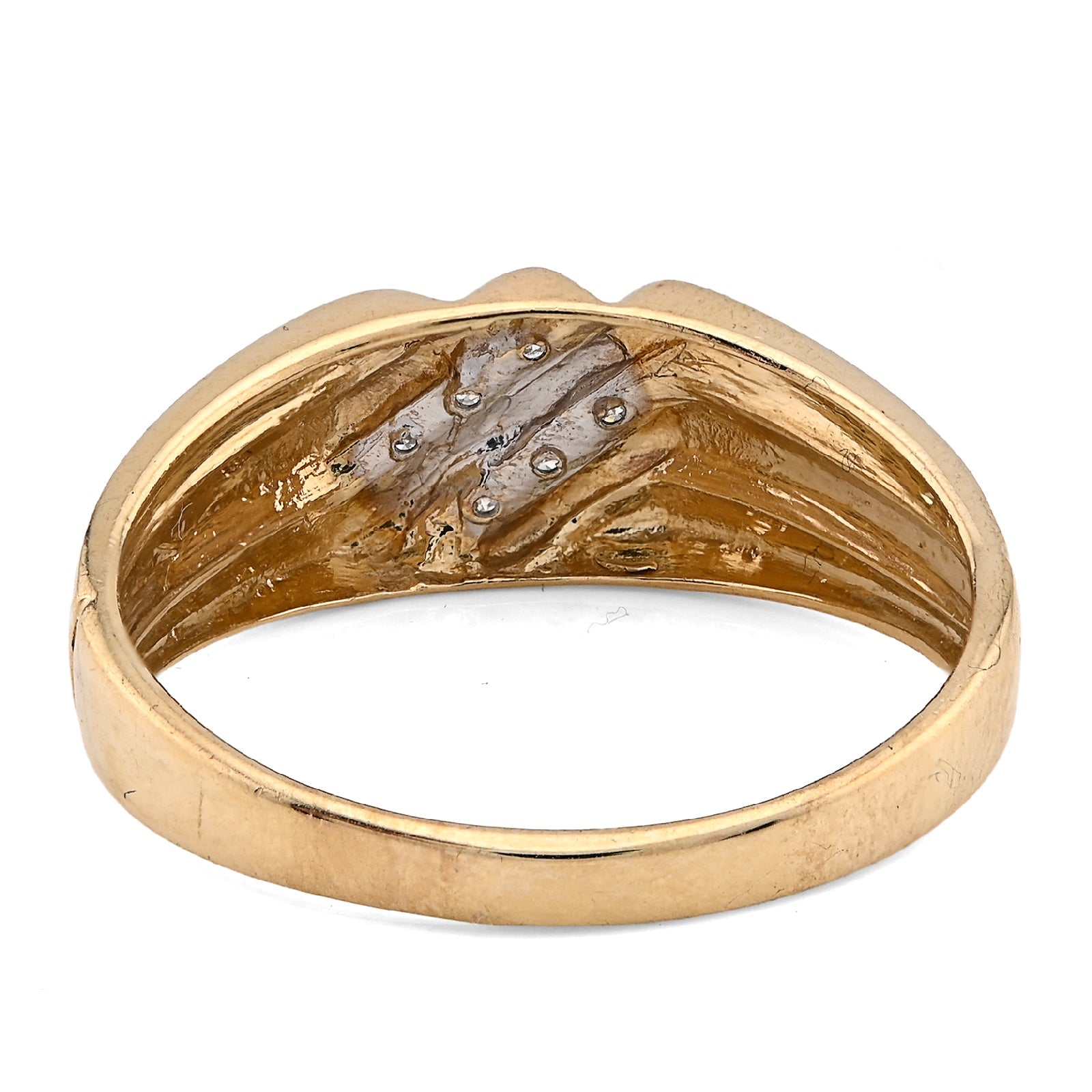 10K Yellow Gold 0.25CT Three Natural Diamond Diagonal Row Men Ring - Elite Jewelers - Rings