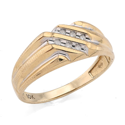10K Yellow Gold 0.25CT Three Natural Diamond Diagonal Row Men Ring - Elite Jewelers - Rings