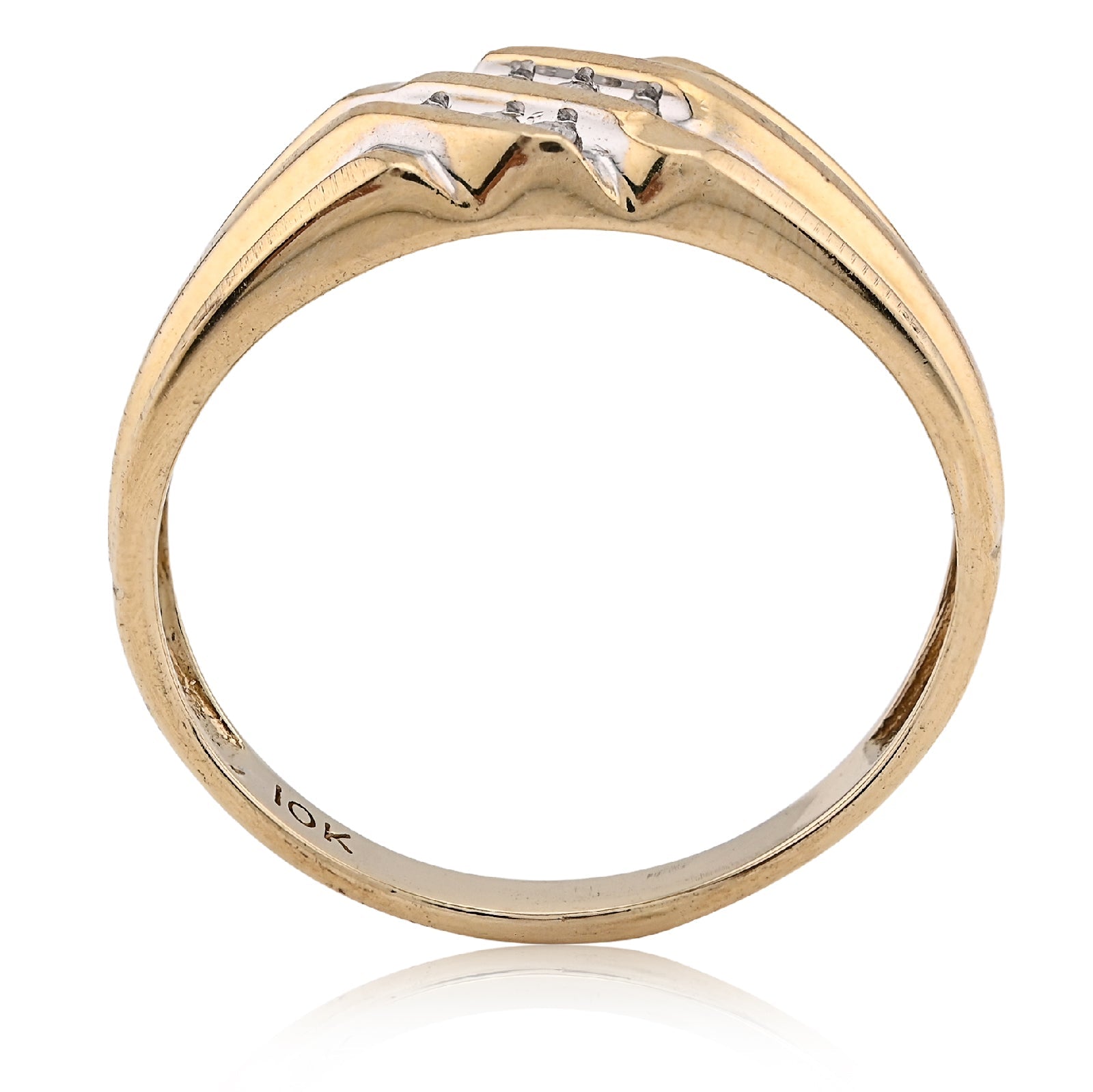 10K Yellow Gold 0.25CT Three Natural Diamond Diagonal Row Men Ring - Elite Jewelers - Rings