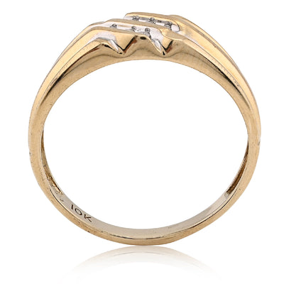 10K Yellow Gold 0.25CT Three Natural Diamond Diagonal Row Men Ring - Elite Jewelers - Rings