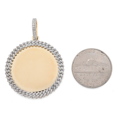 10k Yellow Gold 0.25CTW Natural Diamond Circle Cuban Memory Pendant 8.4g Charm - Elite Jewelers - Charms & Pendants