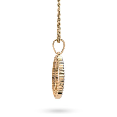 10k Yellow Gold 0.25CTW Natural Diamond Circle Cuban Memory Pendant 8.4g Charm - Elite Jewelers - Charms & Pendants