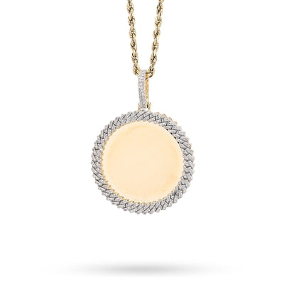 10k Yellow Gold 0.25CTW Natural Diamond Circle Cuban Memory Pendant 8.4g Charm - Elite Jewelers - Charms & Pendants