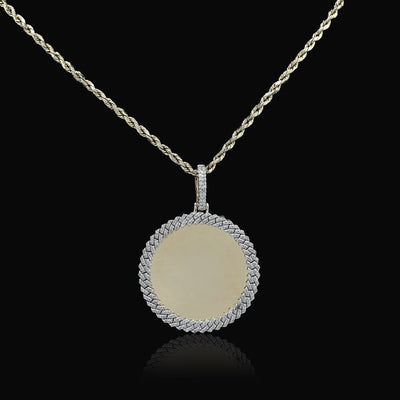 10k Yellow Gold 0.25CTW Natural Diamond Circle Cuban Memory Pendant 8.4g Charm - Elite Jewelers - Charms & Pendants