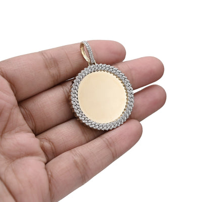 10k Yellow Gold 0.25CTW Natural Diamond Circle Cuban Memory Pendant 8.4g Charm - Elite Jewelers - Charms & Pendants