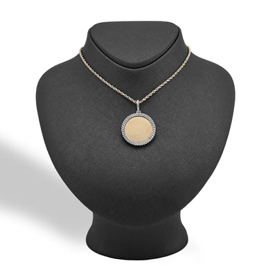 10k Yellow Gold 0.25CTW Natural Diamond Circle Cuban Memory Pendant 8.4g Charm - Elite Jewelers - Charms & Pendants