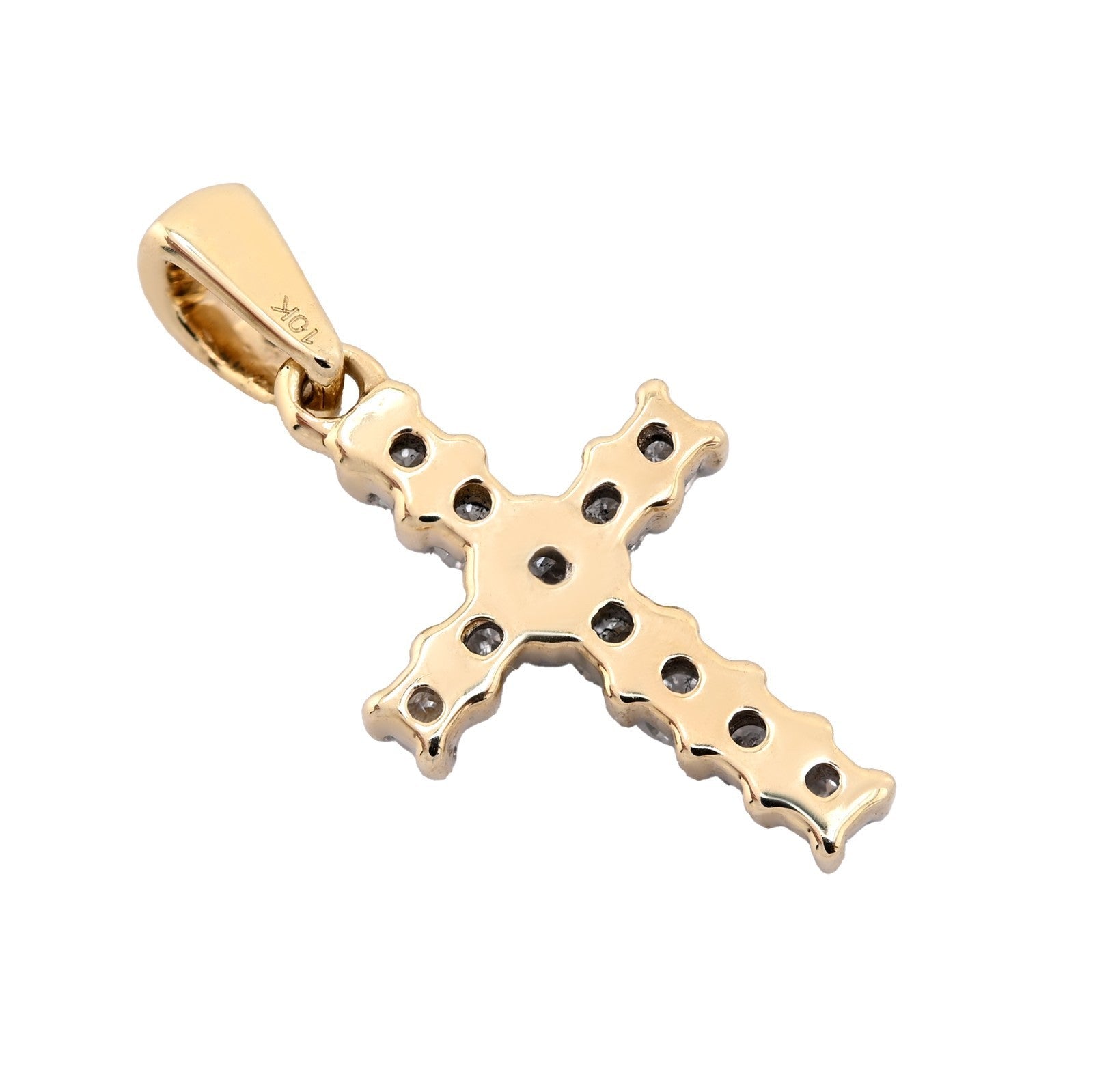 10k Yellow Gold 0.25CTW Natural Diamond Cross Charm 0.9g Pendant with Box Chain - Elite Jewelers - Charms & Pendants