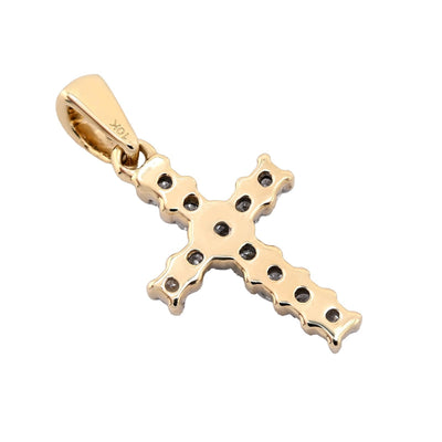 10k Yellow Gold 0.25CTW Natural Diamond Cross Charm 0.9g Pendant with Box Chain - Elite Jewelers - Charms & Pendants