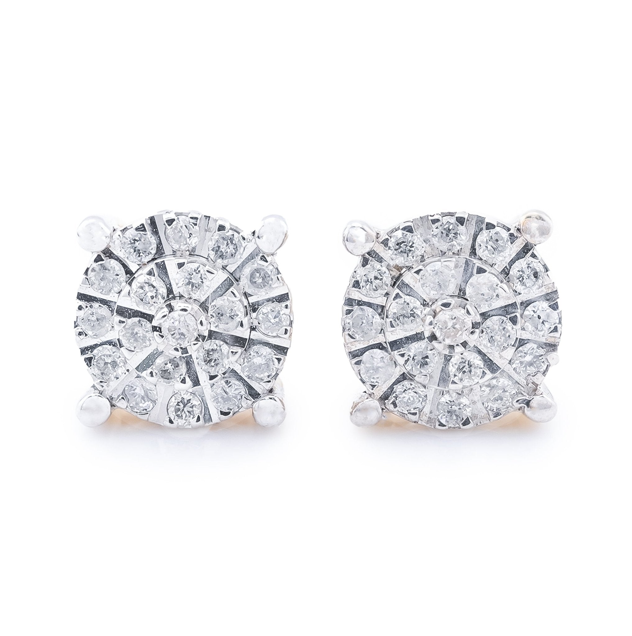 10k Yellow Gold 0.26CT Natural Diamond Cluster Stud Men Women Earrings - Elite Jewelers - Earrings