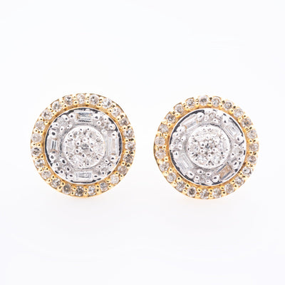 10k Yellow Gold 0.26CT Natural Diamond Halo Stud Earrings - Elite Jewelers - Earrings