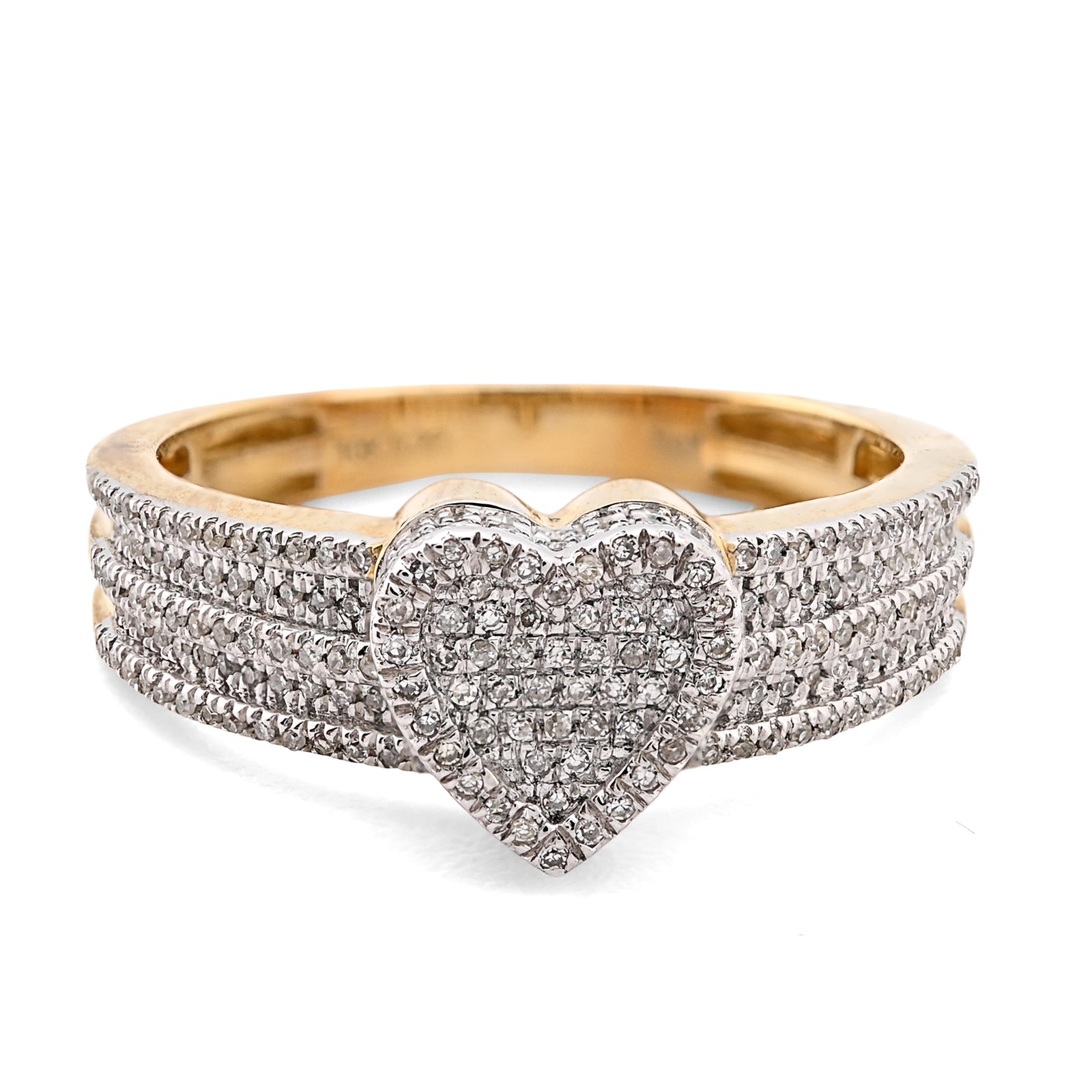10K Yellow Gold 0.29CT Natural Diamond Heart Shape Women Ring - Elite Jewelers - Rings