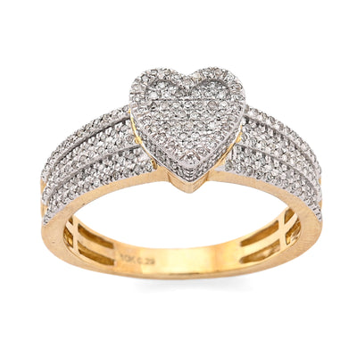 10K Yellow Gold 0.29CT Natural Diamond Heart Shape Women Ring - Elite Jewelers - Rings