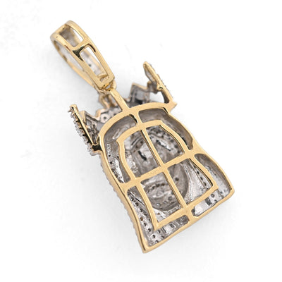 10k Yellow Gold 0.2CTW Natural Diamond 3D Crown Mini Jesus Head Pendant 3g Charm - Elite Jewelers - Charms & Pendants