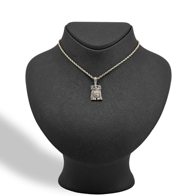 10k Yellow Gold 0.2CTW Natural Diamond 3D Crown Mini Jesus Head Pendant 3g Charm - Elite Jewelers - Charms & Pendants