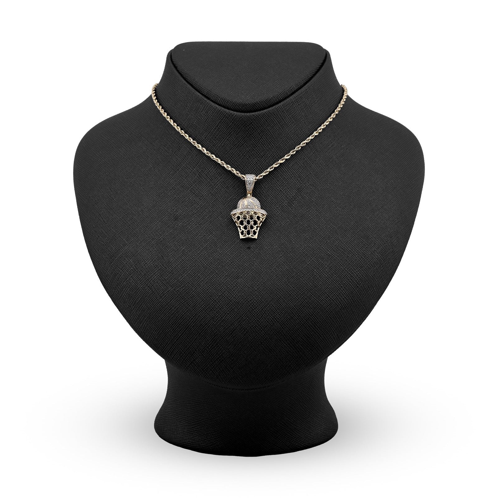 10k Yellow Gold 0.2CTW Natural Diamond ICED BasketBall Hoop Pendant 4.5g Charm - Elite Jewelers - Charms & Pendants