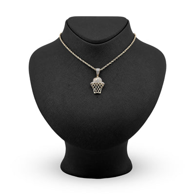 10k Yellow Gold 0.2CTW Natural Diamond ICED BasketBall Hoop Pendant 4.5g Charm - Elite Jewelers - Charms & Pendants
