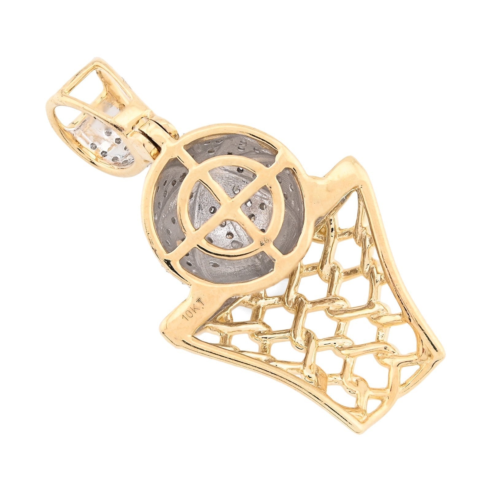 10k Yellow Gold 0.2CTW Natural Diamond ICED BasketBall Hoop Pendant 4.5g Charm - Elite Jewelers - Charms & Pendants