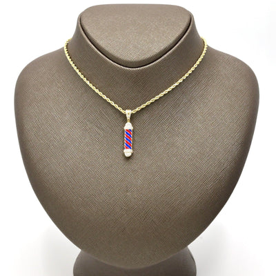 10k Yellow Gold 0.2CTW Natural Round Diamond Barber Poll Pendant 1.9g Charm - Elite Jewelers - Charms & Pendants