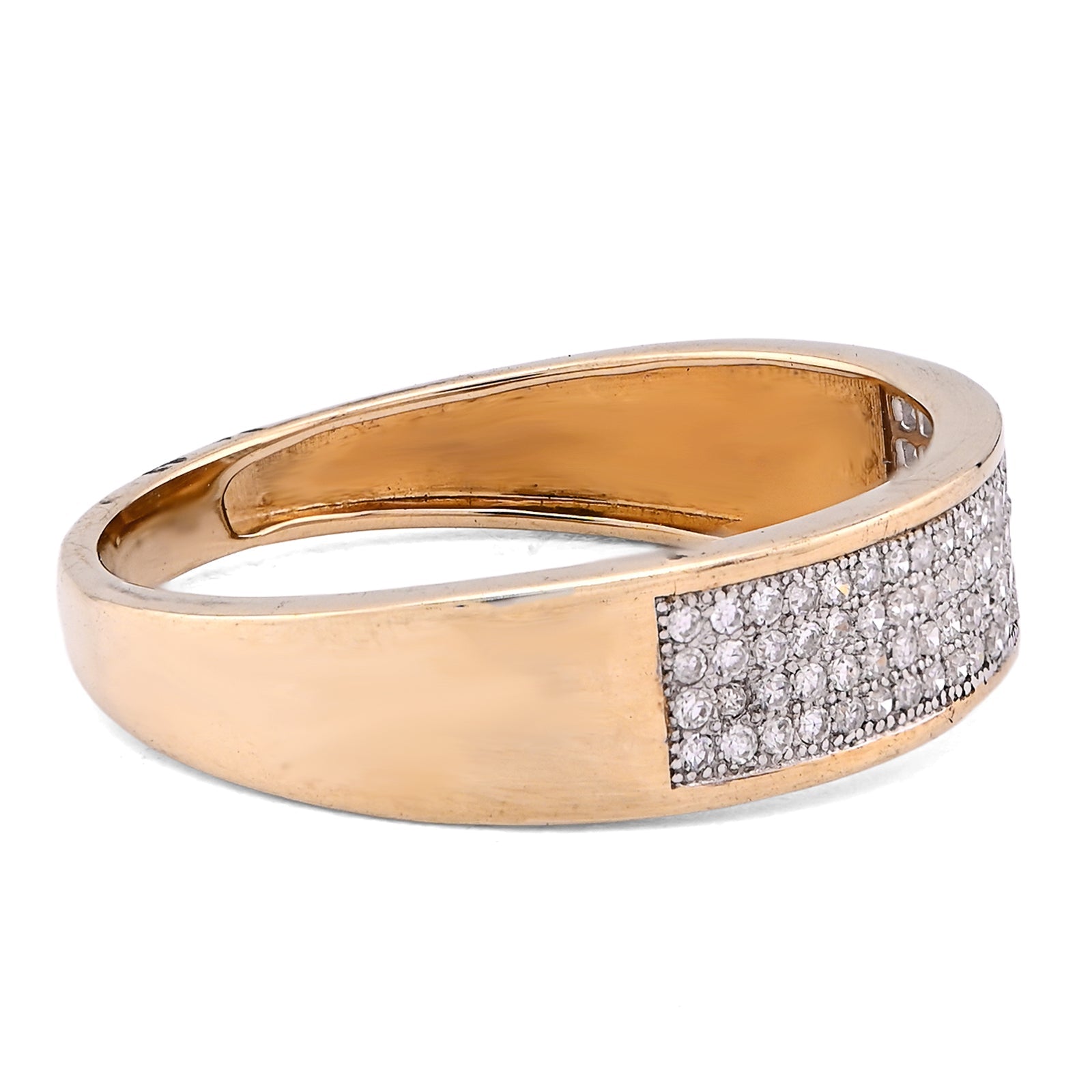 10K Yellow Gold 0.30CT Natural Diamond 4 Row Centre Band Men Ring - Elite Jewelers - Rings