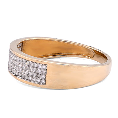 10K Yellow Gold 0.30CT Natural Diamond 4 Row Centre Band Men Ring - Elite Jewelers - Rings