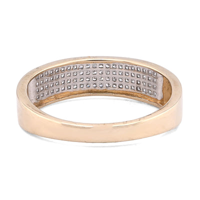 10K Yellow Gold 0.30CT Natural Diamond 4 Row Centre Band Men Ring - Elite Jewelers - Rings